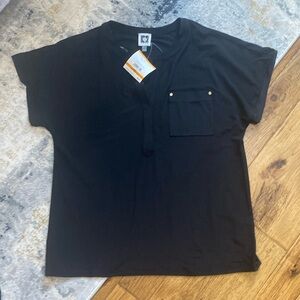 NWT Anne Klein black knit blouse